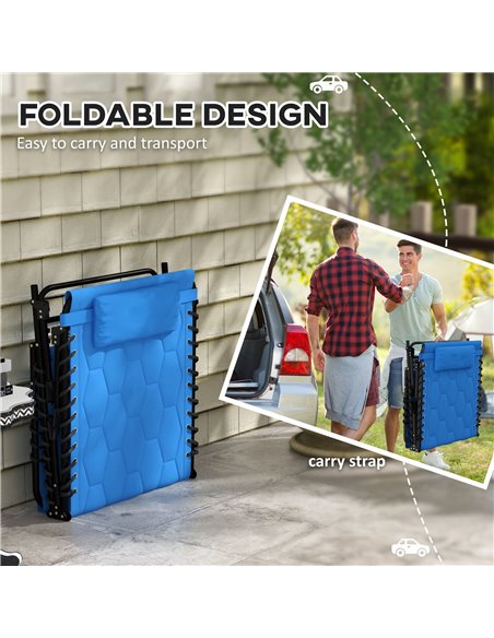Outsunny Sun Lounger, Foldable with 5-Level Reclining Back, Padded Seat & Side Pocket, Outdoor Tanning Chair 84G-268V70BU - pic 52944 | FastDaddyshop