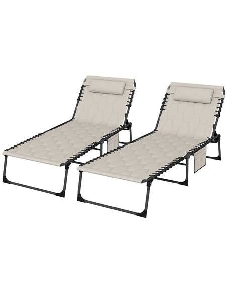 Outsunny Foldable Sun Lounger Set with 5-level Reclining Back, Khaki 84G-268V71KK - pic 52947 | FastDaddyshop