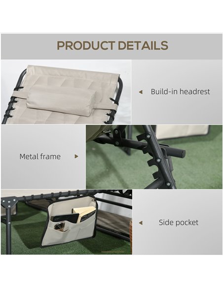 Outsunny Foldable Sun Lounger Set with 5-level Reclining Back, Outdoor Tanning Chairs with Build-in Padded Seat, Sun Loungers w/ - pic 52951 | FastDaddyshop