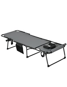 Outsunny Folding Sun Lounger with 5-level Reclining Back, Grey 84G-269V70GY