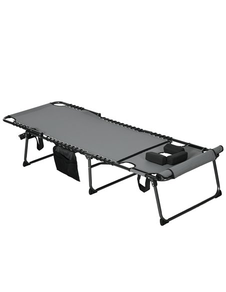 Outsunny Folding Sun Lounger with 5-level Reclining Back, Grey 84G-269V70GY - pic 52956 | FastDaddyshop