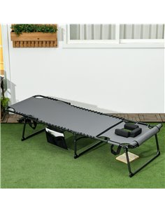 Outsunny Folding Sun Lounger with 5-level Reclining Back, Grey 84G-269V70GY 2