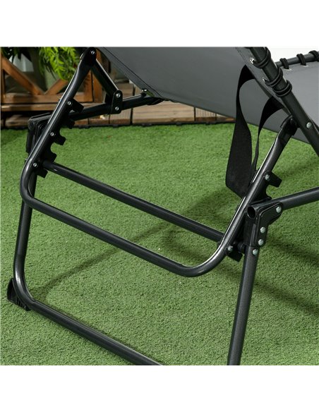 Outsunny Folding Sun Lounger w/ 5-level Reclining Back, Tanning Chair w/ Reading Hole, Outdoor Sun Lounger with Side Pocket, Hea - pic 52964 | FastDaddyshop