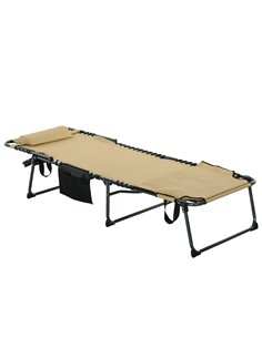 Outsunny Folding Sun Lounger with 5-level Reclining Back, Beige 84G-269V70BG