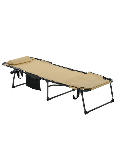 Outsunny Folding Sun Lounger with 5-level Reclining Back, Beige 84G-269V70BG - pic 52965 | FastDaddyshop