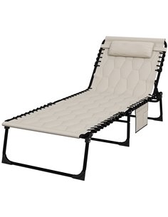 Outsunny Foldable Sun Lounger Set with 5-level Reclining Back, Khaki 84G-268V70KK