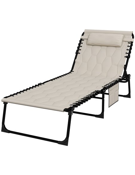 Outsunny Foldable Sun Lounger Set with 5-level Reclining Back, Khaki 84G-268V70KK - pic 52974 | FastDaddyshop
