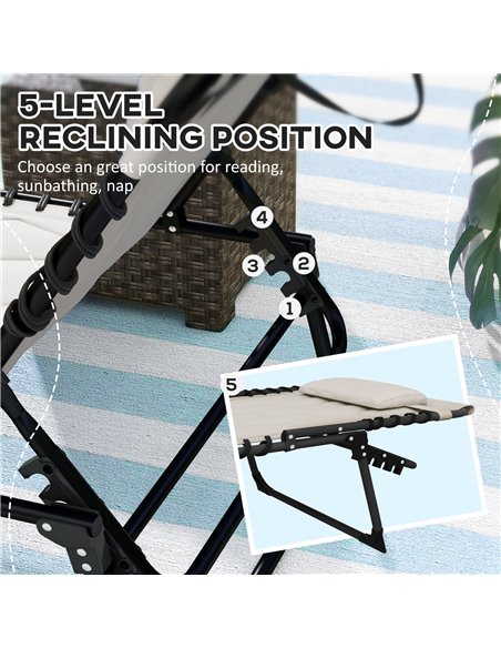 Outsunny Foldable Sun Lounger Set w/ 5-level Reclining Back, Outdoor Tanning Chairs w/ Build-in Padded Seat, Side Pocket, Headre - pic 52978 | FastDaddyshop