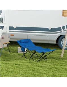Outsunny Portable Sun Lounger, Foldable Outdoor Recliner Chair, Dark Blue 84G-434V70DB 2