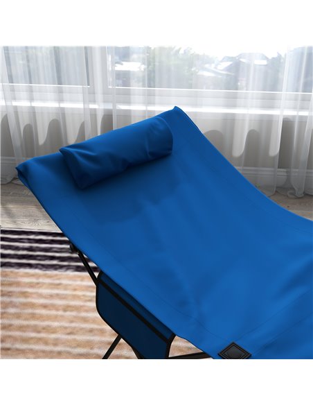 Outsunny Portable Sun Lounger, Foldable Outdoor Recliner Chair with Side Pocket, Headrest, Oxford Fabric, for Beach, Garden, Pat - pic 52998 | FastDaddyshop
