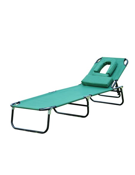Outsunny Foldable Outdoor Sun Lounger with Adjustable Backrest, Dark Green 01-0368 - pic 53001 | FastDaddyshop