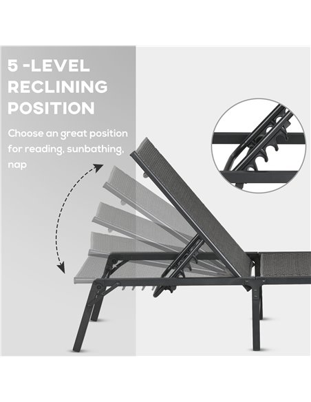 Outsunny Rattan Sun Lounger, Foldable with 5-Level Adjustable Backrest, Recliner Chair, Grey 862-071V00GY - pic 53014 | FastDaddyshop