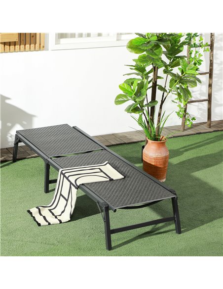 Outsunny Rattan Sun Lounger, Foldable with 5-Level Adjustable Backrest, Recliner Chair, Grey 862-071V00GY - pic 53016 | FastDaddyshop