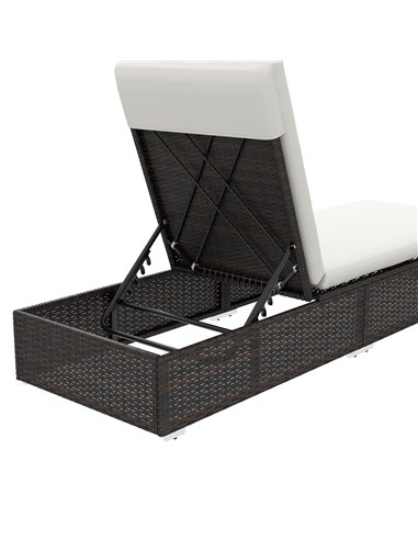 Outsunny Set of Two Rattan Sun Loungers, with Reclining Backs - Brown/Cream 862-025V72CW