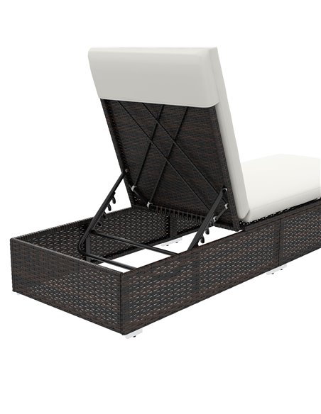 Outsunny Set of Two Rattan Sun Loungers, with Reclining Backs - Brown/Cream 862-025V72CW - pic 53026 | FastDaddyshop