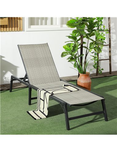 Outsunny Rattan Foldable Sun Lounger, Recliner Chair with 5-Level Adjustable Backrest, Mixed Grey 862-071V00GG
