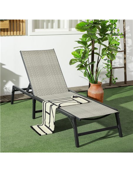 Outsunny Rattan Foldable Sun Lounger, Recliner Chair with 5-Level Adjustable Backrest, Mixed Grey 862-071V00GG - pic 53029 | FastDaddyshop