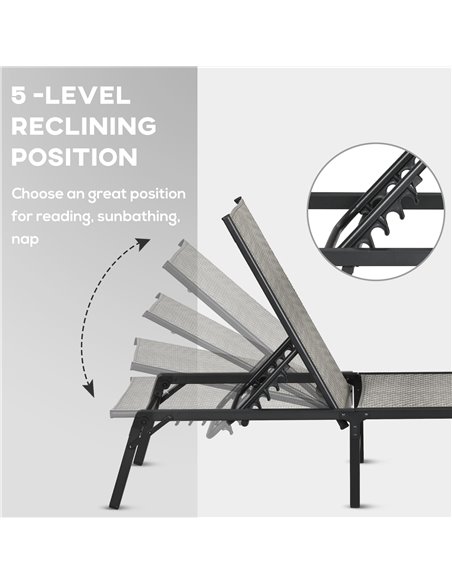 Outsunny Rattan Foldable Sun Lounger, Recliner Chair with 5-Level Adjustable Backrest, Mixed Grey 862-071V00GG - pic 53032 | FastDaddyshop