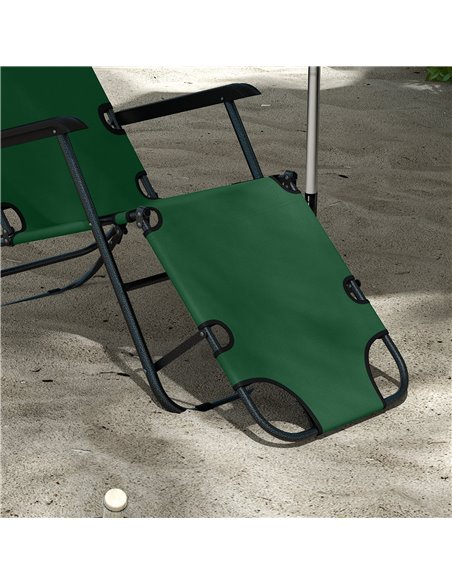 Outsunny Sun Loungers 2 Pack, 2 in 1 Folding Reclining Chairs with Adjustable Back and Pillow, Green 84B-P160 - pic 53045 | FastDaddyshop