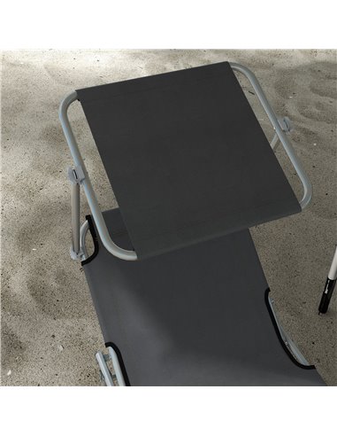 Outsunny Sun Lounger Set of 2, Foldable, 4-Level Adjustable Backrest, Reclining Chair with Sun Shade, for Beach/Garden/Patio, Gr