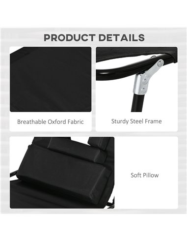 Outsunny Outdoor Foldable Sun Lounger Set of 2, 4 Level Adjustable Backrest Reclining Sun Lounger Chair with Pillow and Reading 
