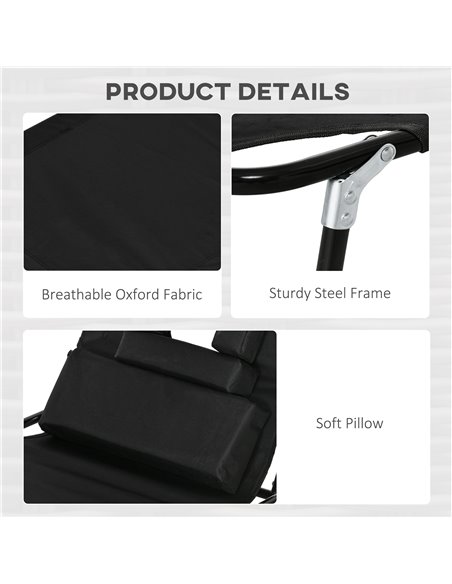 Outsunny Outdoor Foldable Sun Lounger Set of 2, 4 Level Adjustable Backrest Reclining Sun Lounger Chair with Pillow and Reading  - pic 53069 | FastDaddyshop