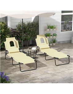 Outsunny Outdoor Foldable Sun Lounger Set of 2, Beige 84B-002V01BG 2