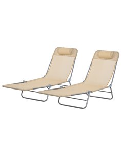 Outsunny Set of Two Steel Frame Sun Loungers, Brown 84B-397V71BN