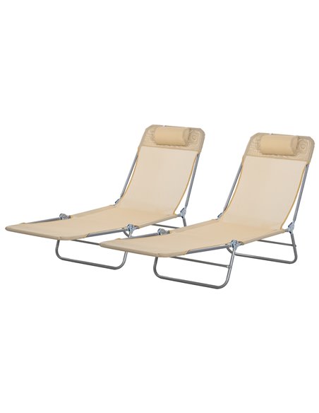 Outsunny Set of Two Steel Frame Sun Loungers, Brown 84B-397V71BN - pic 53118 | FastDaddyshop
