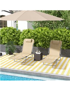 Outsunny Set of Two Steel Frame Sun Loungers, Brown 84B-397V71BN 2