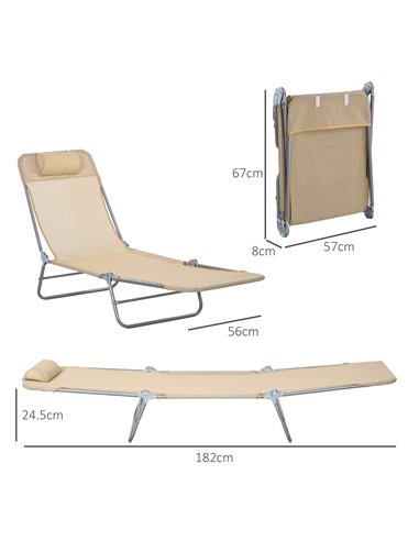 Outsunny Set of Two Steel Frame Sun Loungers, with Reclining Backs - Brown 84B-397V71BN