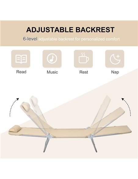 Outsunny Set of Two Steel Frame Sun Loungers, with Reclining Backs - Brown 84B-397V71BN - pic 53121 | FastDaddyshop
