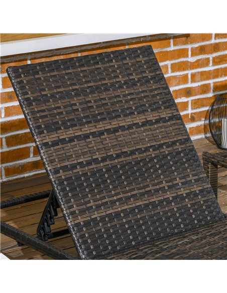 Outsunny Rattan Sun Loungers Set of 2 with 5-Level Adjustable Backrest, Wicker Lounge Chairs with Padded Cushion and Headrest fo - pic 53134 | FastDaddyshop