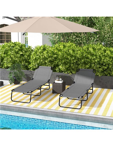 Outsunny Patio Sun Lounger with 5-Position Adjustable Backrest, Weather-Resistant Oxford Fabric, Grey 84B-442V01GY - pic 53137 | FastDaddyshop