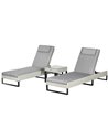 Outsunny 3-piece PE Rattan Sun Lounger Set, Light Grey 862-074V70LG
