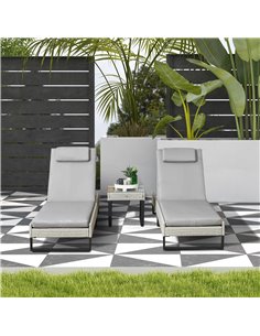 Outsunny 3-piece PE Rattan Sun Lounger Set, Light Grey 862-074V70LG 2