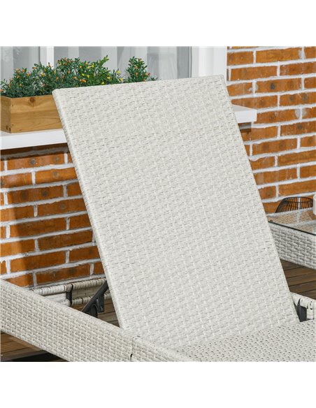 Outsunny 3-piece PE Rattan Sun Lounger Set with Adjustable 5-Position Recliner, Patio Chaise Lounge Chair Set with Cushions, Hea - pic 53153 | FastDaddyshop