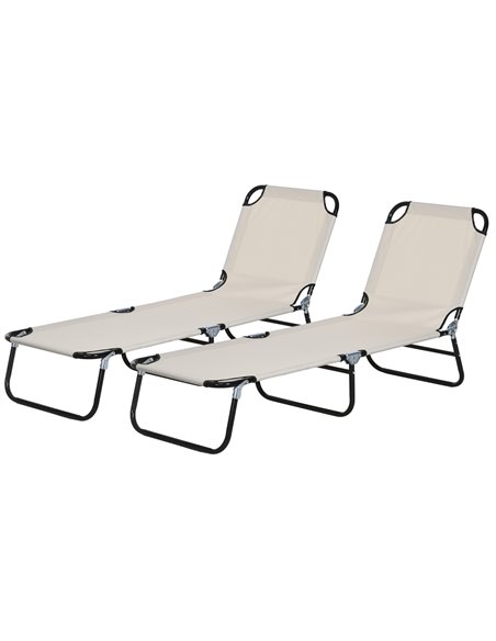 Outsunny Adjustable Garden Sun Lounger with 5-Position Back, Cream White 84B-442V01CW - pic 53154 | FastDaddyshop