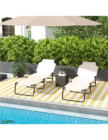Outsunny Adjustable Garden Sun Lounger with Five-Position Back, Cream White, Comfortable Outdoor Recliner 84B-442V01CW - pic 53155 | FastDaddyshop