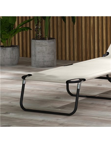 Outsunny Adjustable Garden Sun Lounger with Five-Position Back, Cream White, Comfortable Outdoor Recliner 84B-442V01CW - pic 53161 | FastDaddyshop