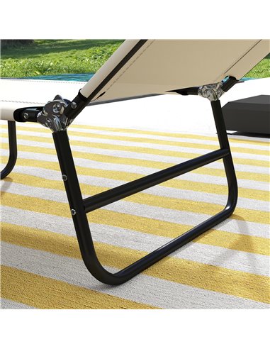 Outsunny Adjustable Garden Sun Lounger with Five-Position Back, Cream White, Comfortable Outdoor Recliner 84B-442V01CW