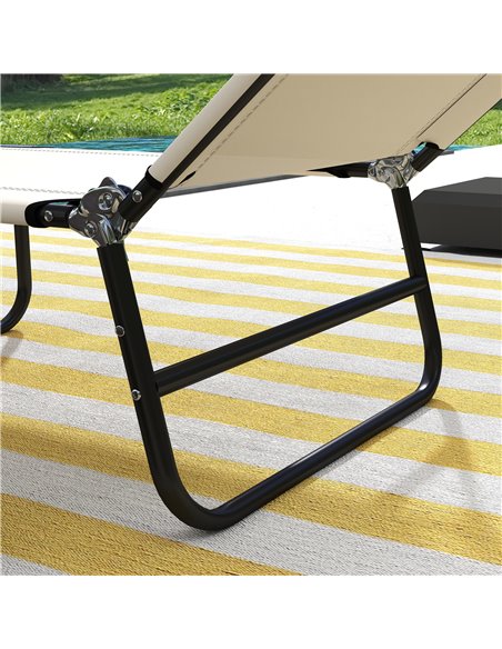 Outsunny Adjustable Garden Sun Lounger with Five-Position Back, Cream White, Comfortable Outdoor Recliner 84B-442V01CW - pic 53162 | FastDaddyshop