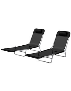 Outsunny Set of Two Steel Frame Sun Loungers, Black 84B-397V01BK