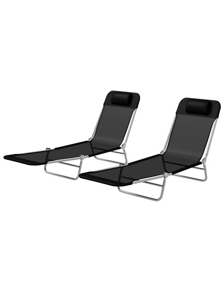 Outsunny Set of Two Steel Frame Sun Loungers, Black 84B-397V01BK - pic 53163 | FastDaddyshop