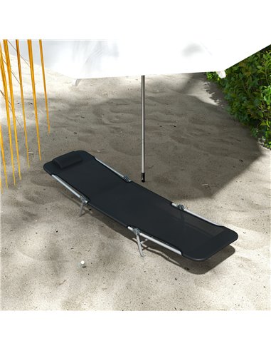Outsunny Set of Two Steel Frame Sun Loungers, with Reclining Backs - Black 84B-397V01BK