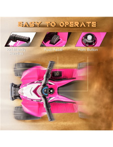 AIYAPLAY Honda Licensed Kids Quad Bike, 6V Electric Ride on Car ATV Toy with LED Light Horn for 1.5-3 Years, Pink - pic 5317 | FastDaddyshop