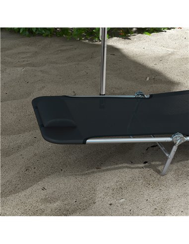 Outsunny Set of Two Steel Frame Sun Loungers, with Reclining Backs - Black 84B-397V01BK