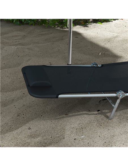Outsunny Set of Two Steel Frame Sun Loungers, with Reclining Backs - Black 84B-397V01BK - pic 53170 | FastDaddyshop