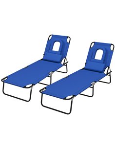 Outsunny Outdoor Foldable Sun Lounger Set of 2, Blue 84B-002V01BU