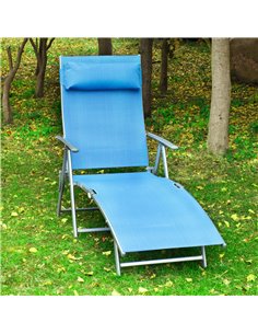 Outsunny Sun Lounger with 7 Levels Adjustable Back, Blue 84B-184BU 2